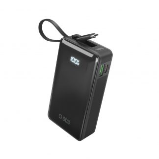 SBS TTBB10000LCDTCPD20K Nero Powerbank 10000mAh 20W con Display e Cavo Integrato
