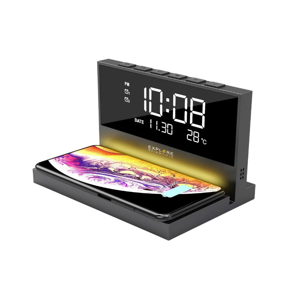 Explore Scientific BCC2002 Orologio da Scrivania con Ricarica Wireless