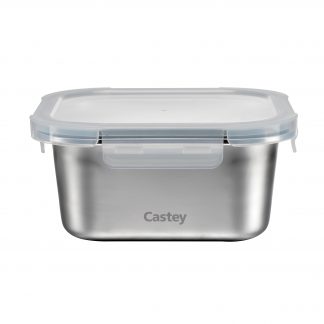 Castey SCC1450 Contenitore Inox Quadrato 1450ML con Coperchio Ermetico