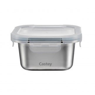 Castey SCC600 Contenitore Inox Quadrato 600ML con Coperchio Ermetico