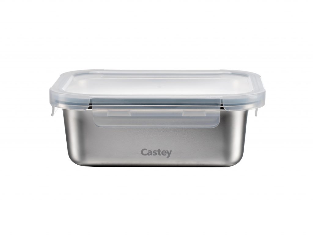 Castey SCA800 Contenitore Inox Rettangololare 800ML con Coperchio Ermetico