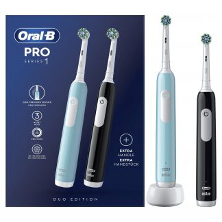 Oral-B Pro1 Duo BLACKBLU Spazzolino Elettrico 3D Duopack 1 Nero e 1 Azzurro