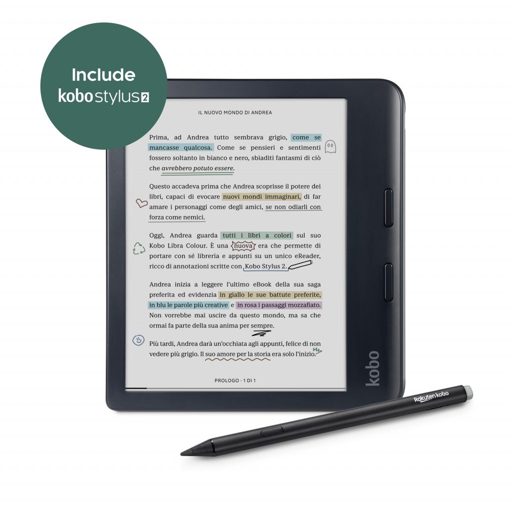 Kobo Libra Colour Nero Ebook 7 Pollici 32GB Wi-Fi con Penna Stylus 2 Black