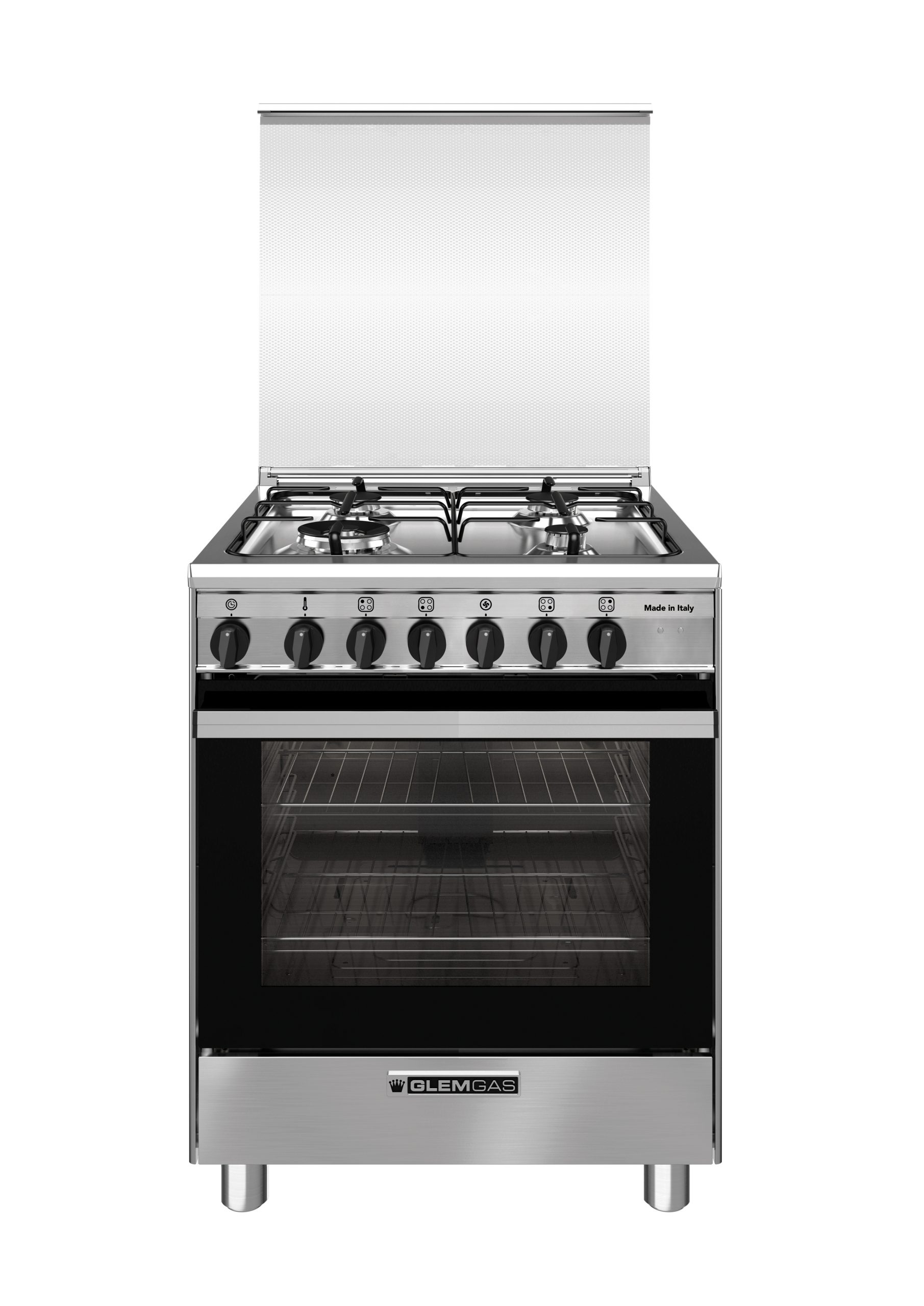 Glem Gas SA66TMI Inox Cucina a Gas 60CM 4 Fuochi con Forno Elettrico