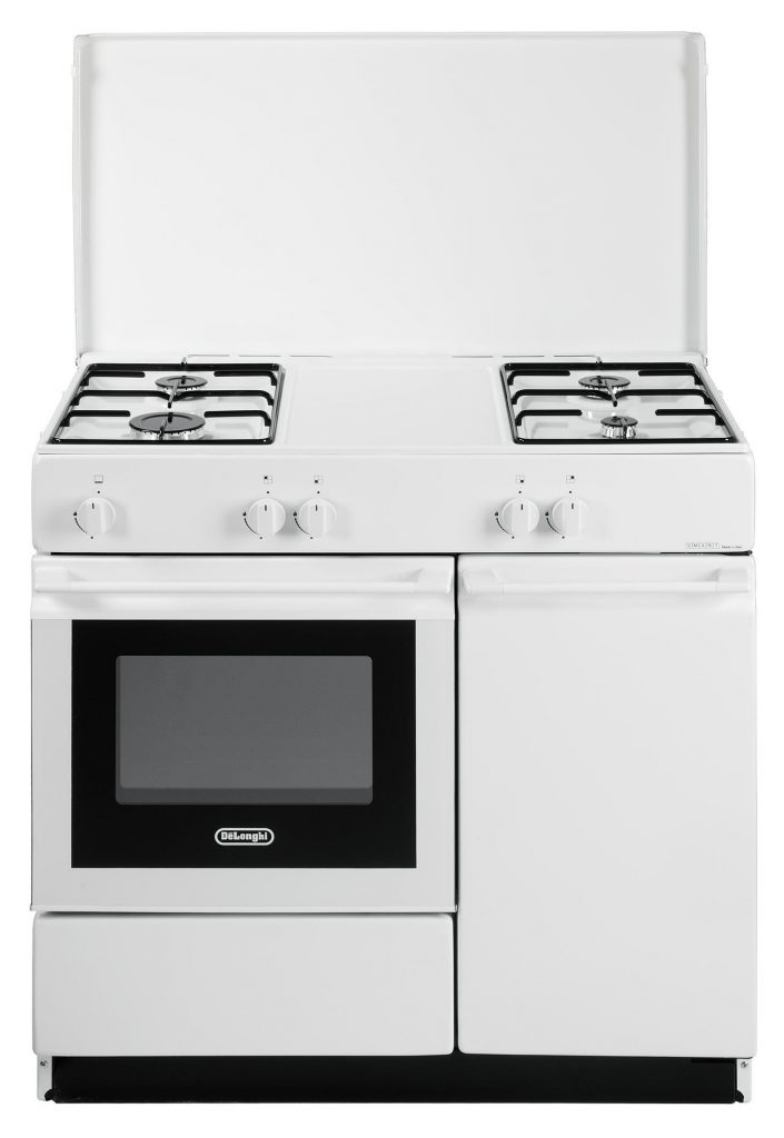 De Longhi SGW854NM Cucina a Gas 86x50 4 Fuochi Forno a Gas Coperchio in Metallo