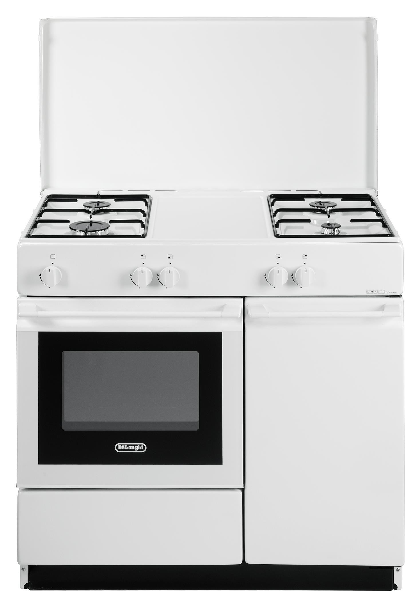 De Longhi SGW854NM Cucina a Gas 86x50 4 Fuochi Forno a Gas Coperchio in Metallo