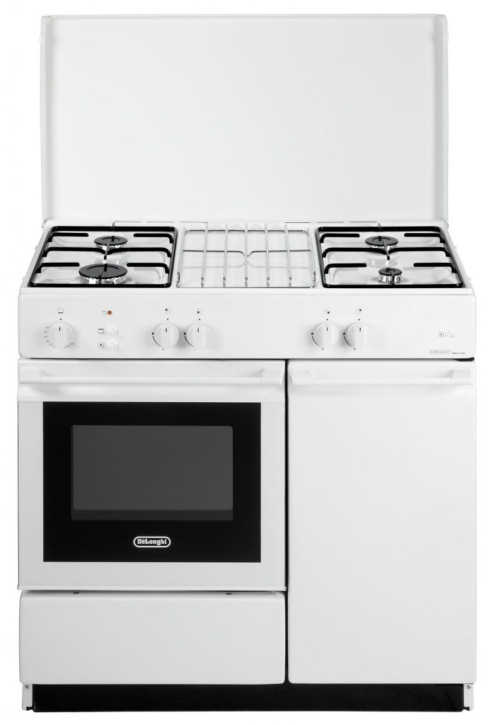 De Longhi SGGW854NEDM Cucina a Gas 86x50 4 Fuochi Forno a Gas Coperchio Metallo