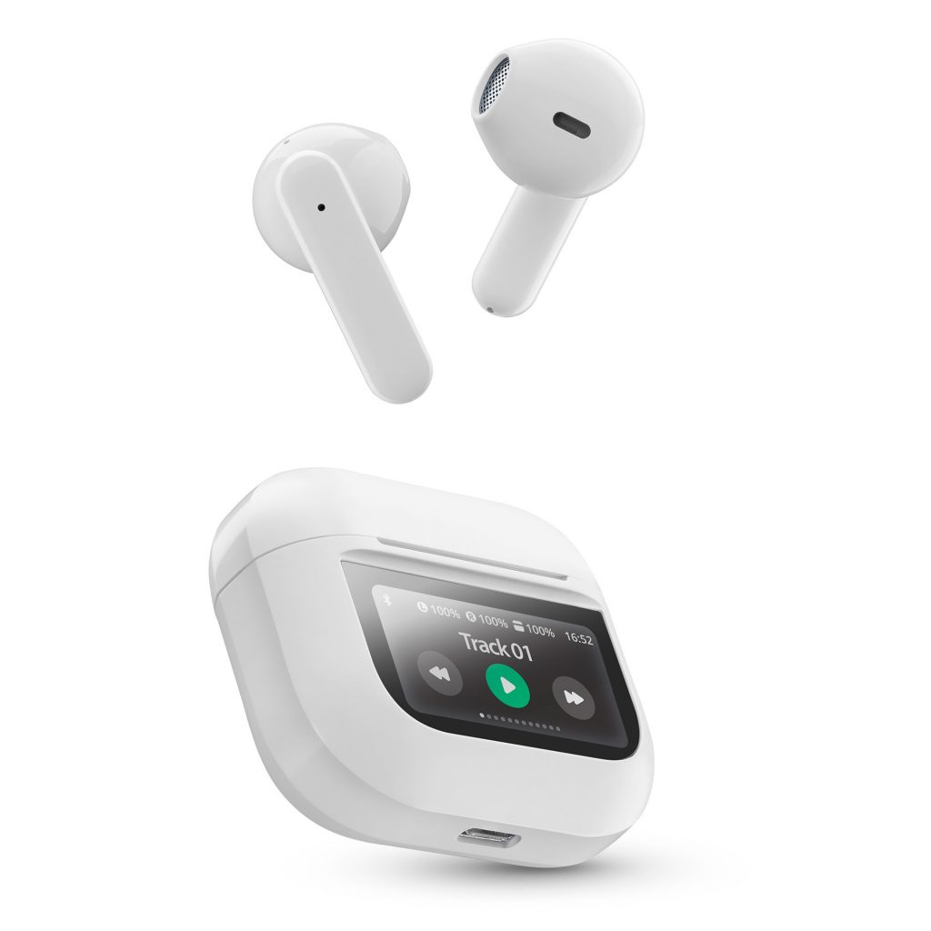 Music Sound Groove Bianco Auricolare TWS con Display Touch Multifunzione