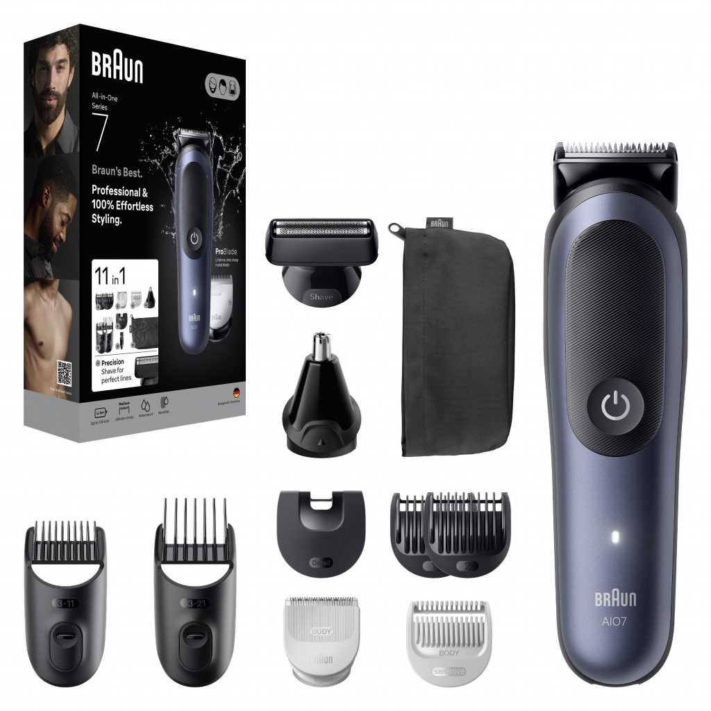 Braun AIO7 Regolabarba Capelli Viso e Corpo 11in1 con Accessori