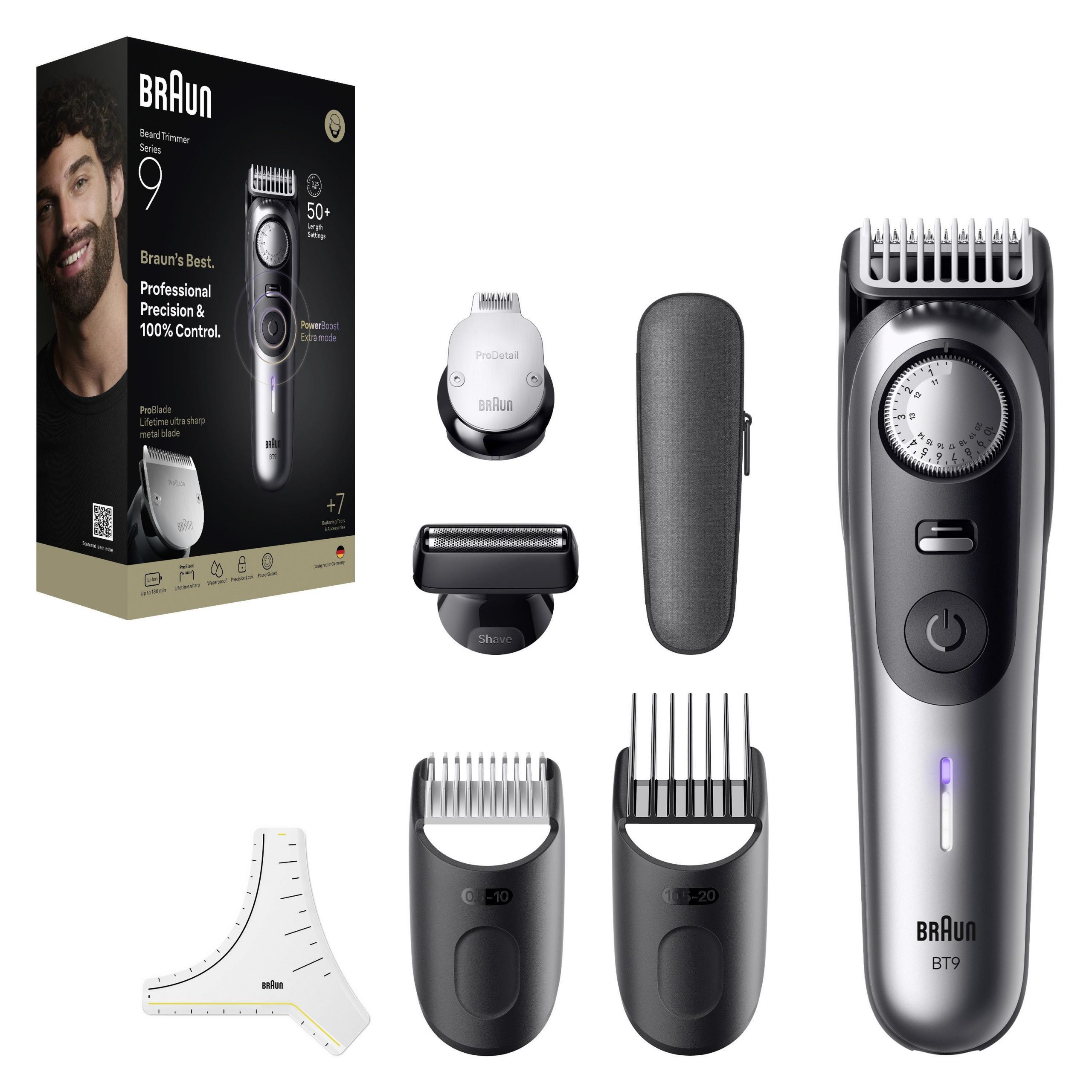 Braun BT9520 Regolabarba Ricaricabile con Accessori