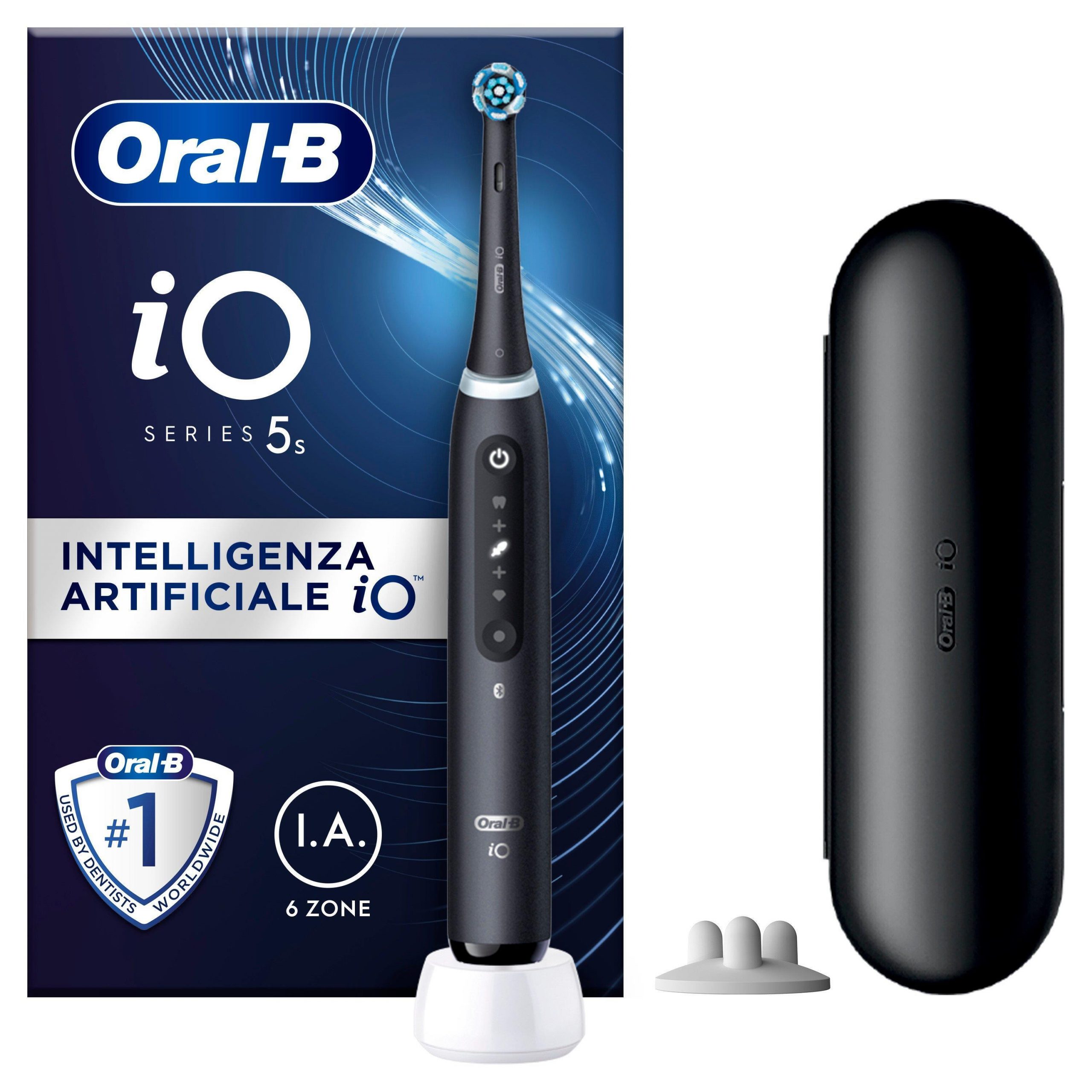 Oral-B iO 5s Matt Black Spazzolino Elettrico con Base di Ricarica e Custodia