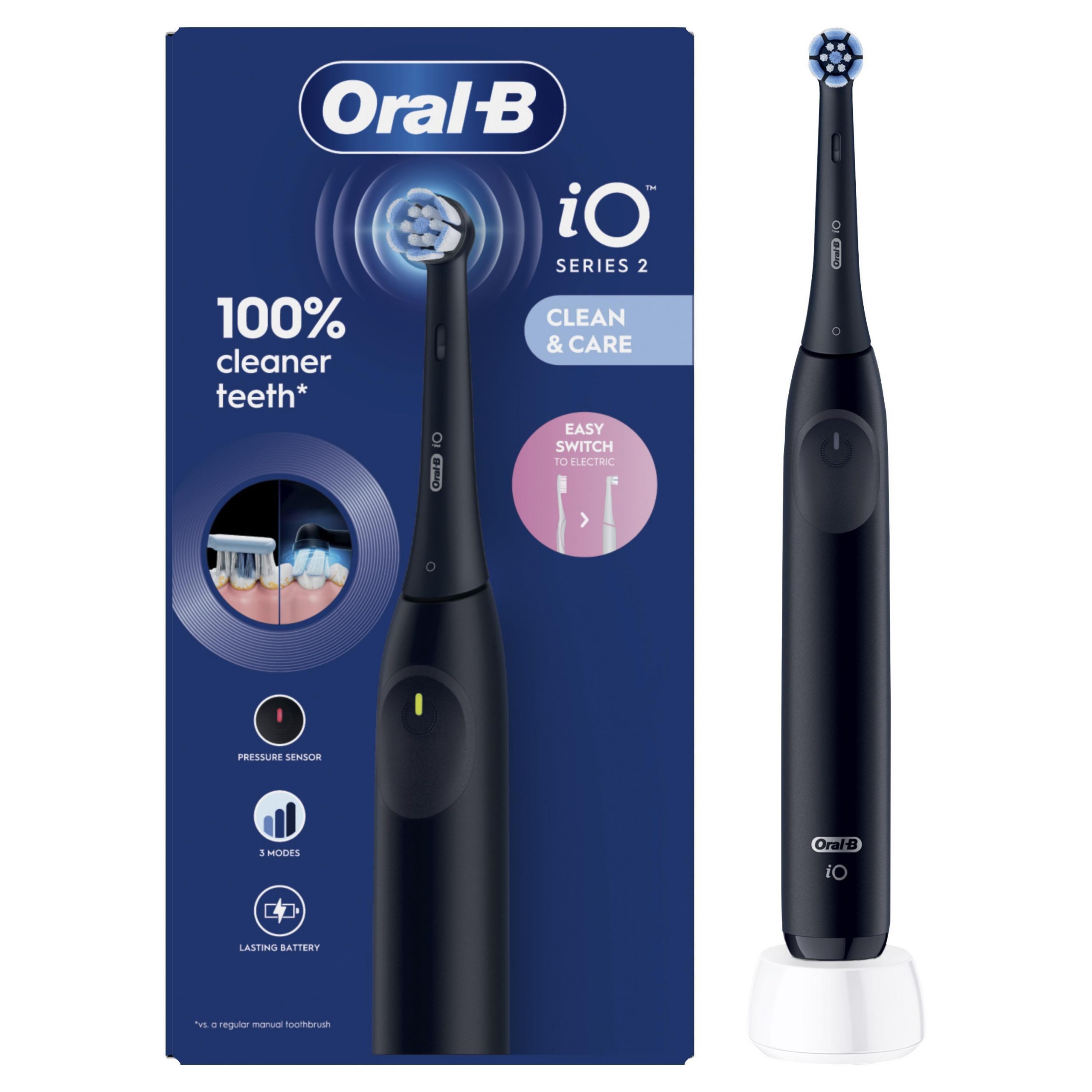 Oral-B iO 2 Clean and Care Black Spazzolino Elettrico con Testina Gentlecare