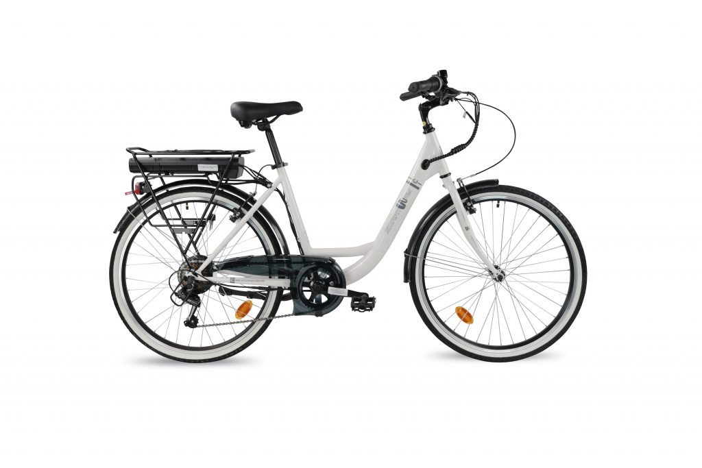 Smartway C6 Pearl White Bicicletta Elettrica City in Acciaio Autonomia 45KM