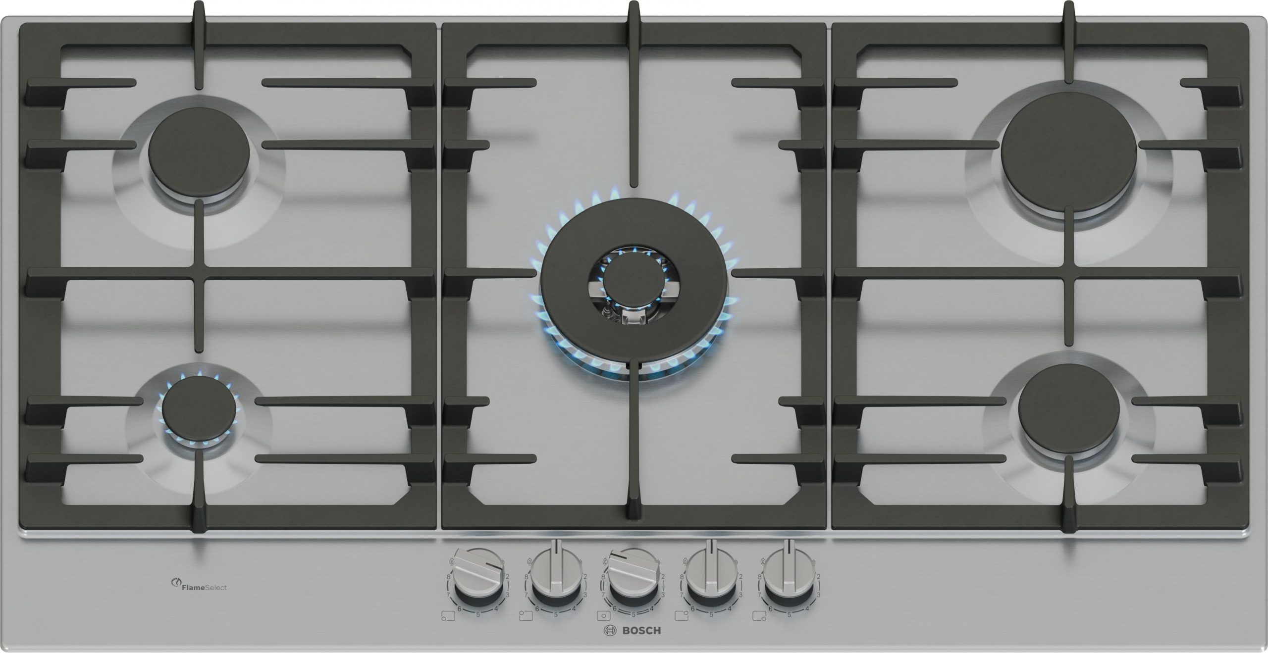 Bosch PCR9A5I90 Piano Cottura a Gas 90CM 5 Fuochi Griglie in Ghisa