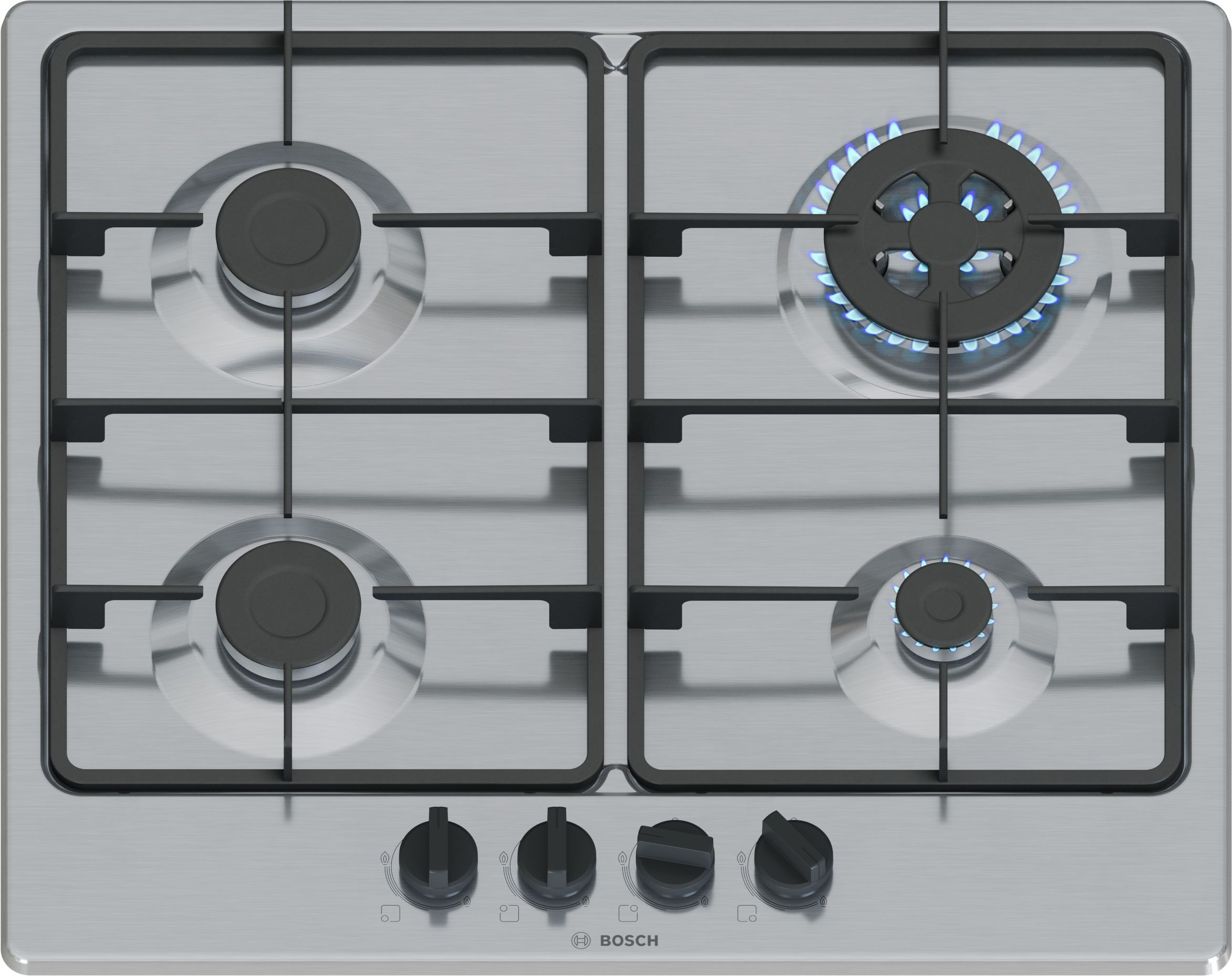 Bosch PGH6B5K60 Piano Cottura A Gas 60CM 4 Fuochi Griglie in Ghisa
