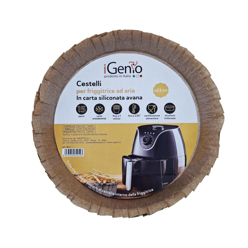 I-Genio 954 Cestelli per Friggitrice Aria in Carta Siliconata 23 CM 15 Pezzi