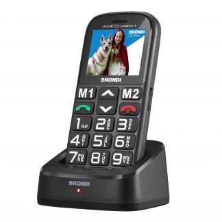 Brondi Amico Unico Piu Cellulare Doppia Sim Tasto SOS con Base Ricarica