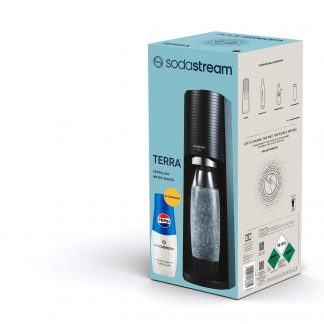 Sodastream Terra Nero Gasatore con Bottiglia 1 LT Cilindro Gas e Sciroppo Pepsi