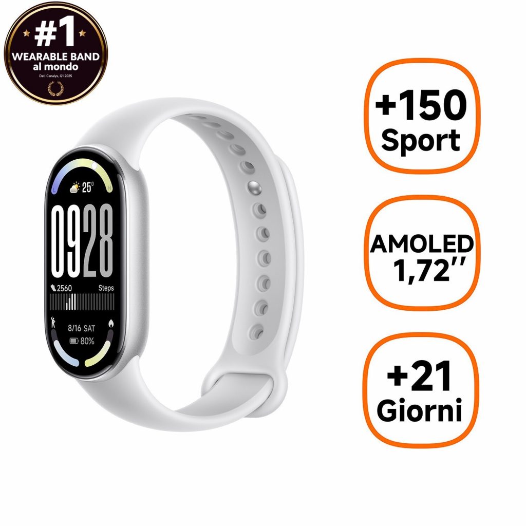 Xiaomi Smart Band 10 Glacier Silver Smartwatch 1.72 Pollici