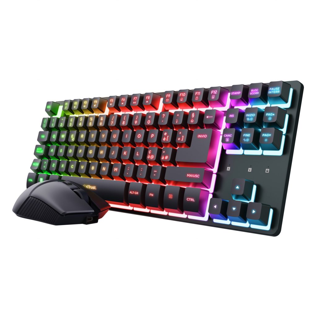 Trust GXT832 Thado Nero Kit Tastiera e Mouse Wireless con lluminazione RGB