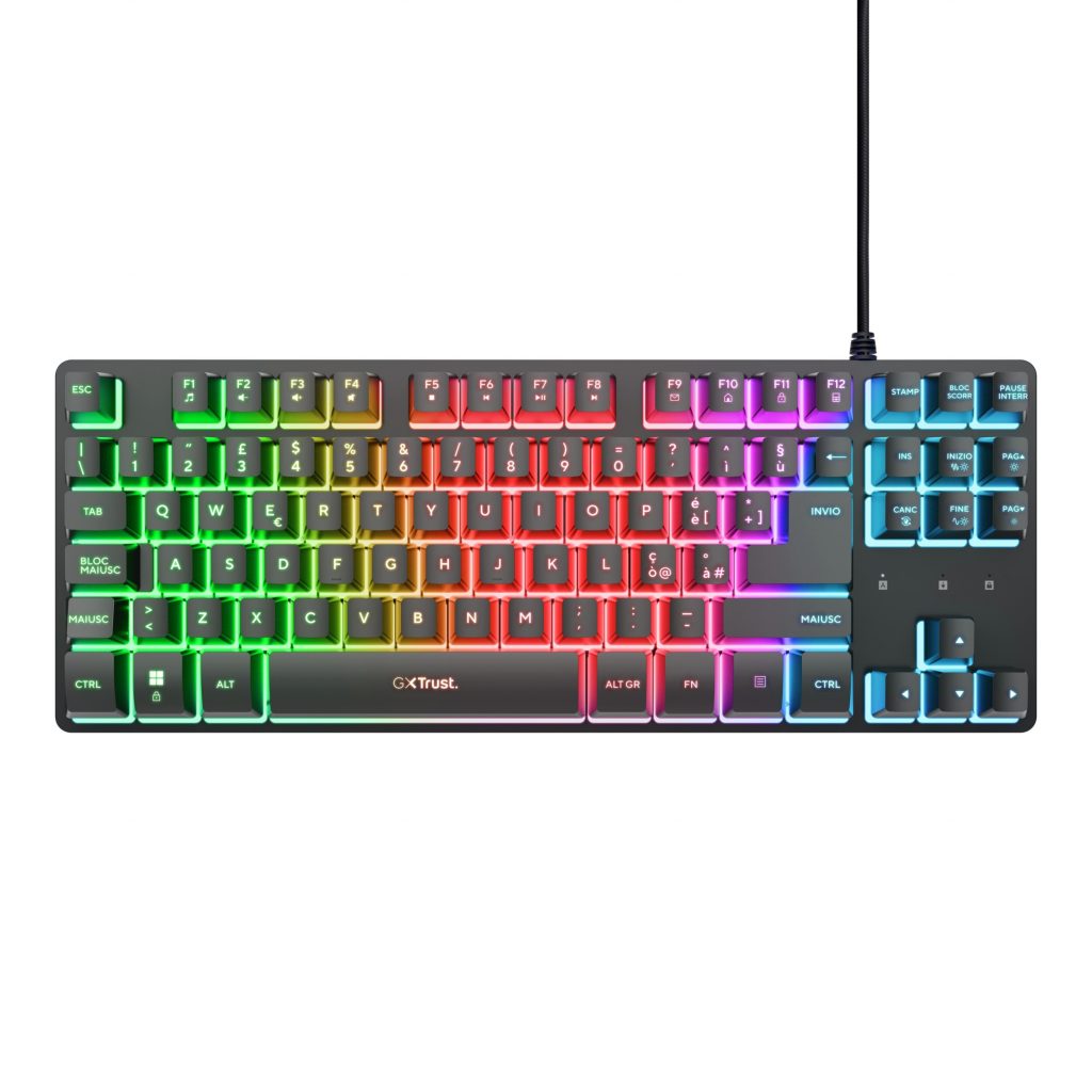 Trust GXT833 Thado Nera Tastiera TKL Wired con Retroilluminazione Multicolore