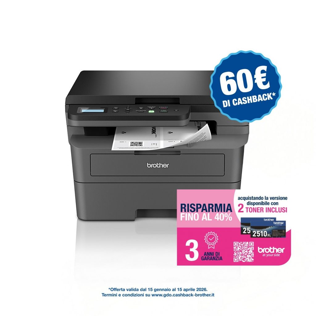 Brother DCPL2627DWXL Stampante Laser Monocromatica con 2 Toner e 3 Anni Garanzia