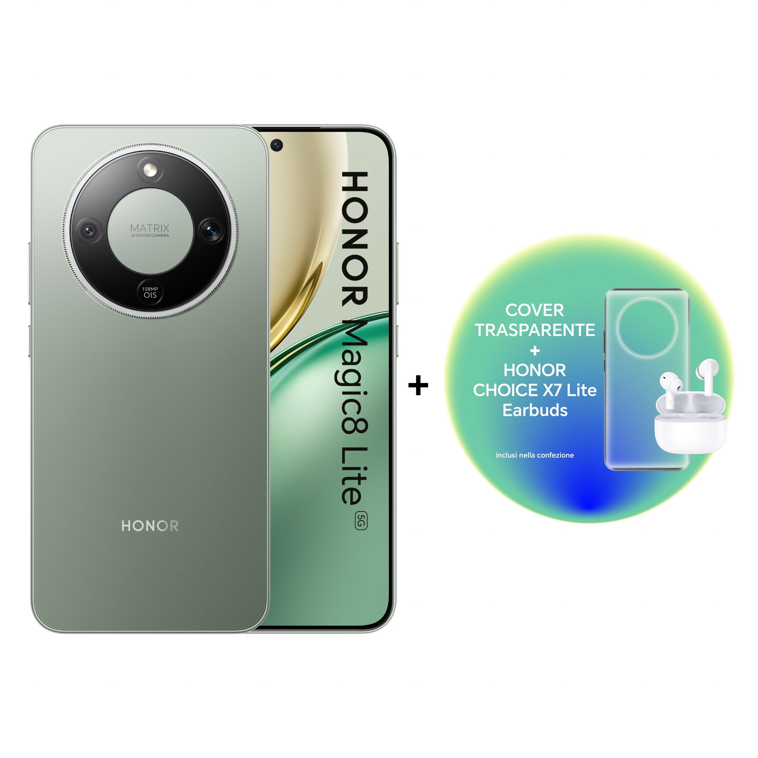 Honor Magic 8 Lite Forest Green Smartphone 8GB 256GB Cuffie Choice X7 e Cover