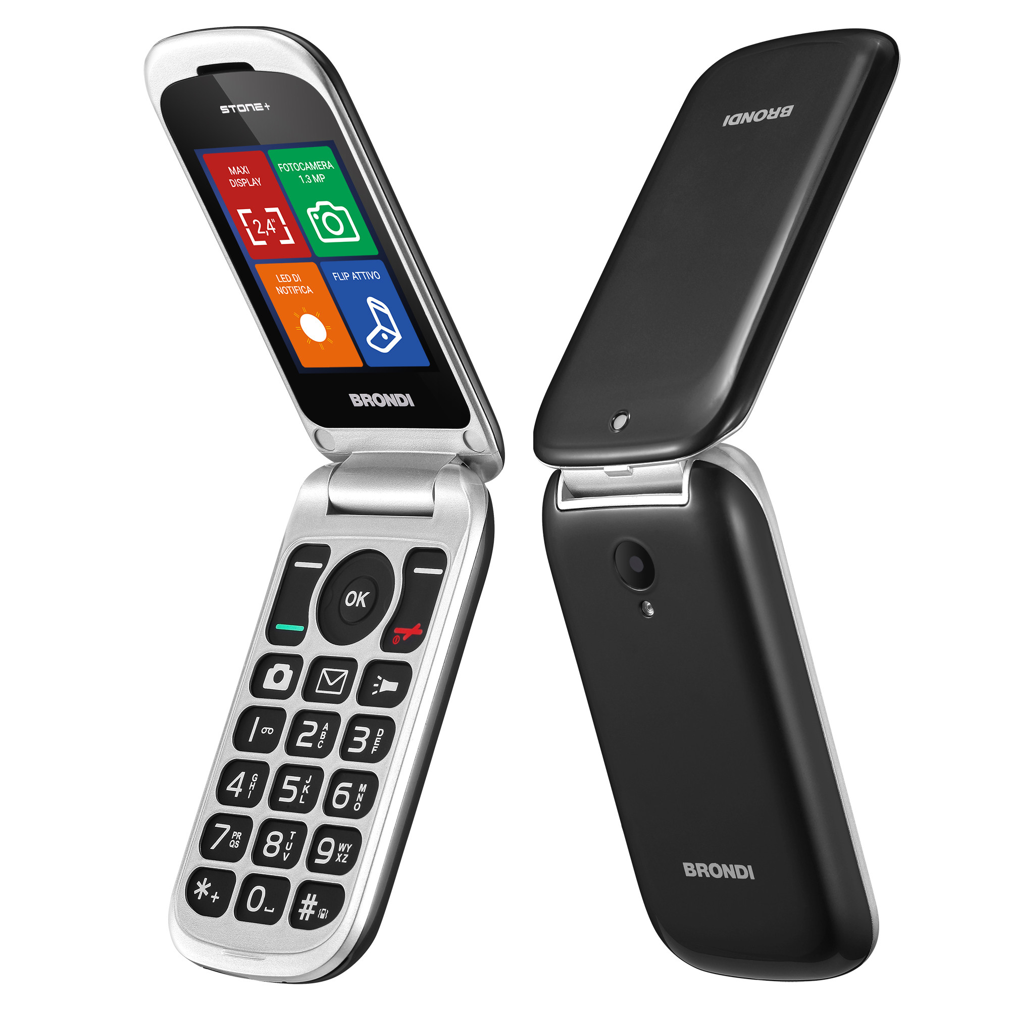 Brondi Stone Piu Nero Cellulare Flip Dualsim - immagine 3