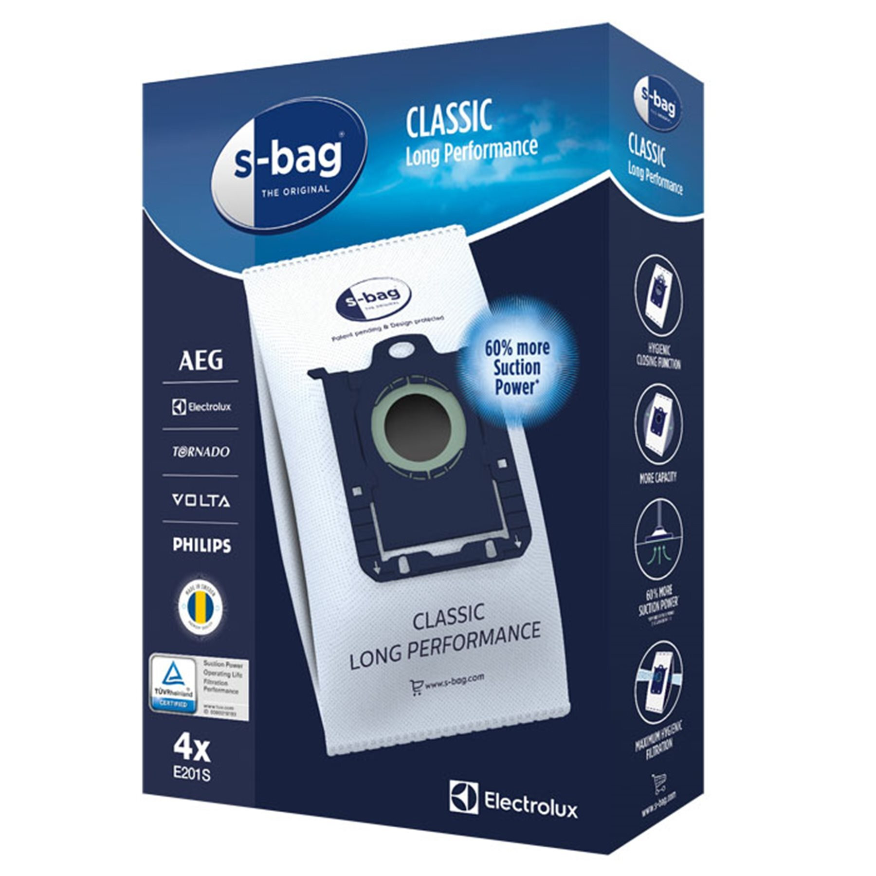 Electrolux 900168458 Sacchetti Aspirazione S Bag Classic Long E201S (4pz) - immagine 3