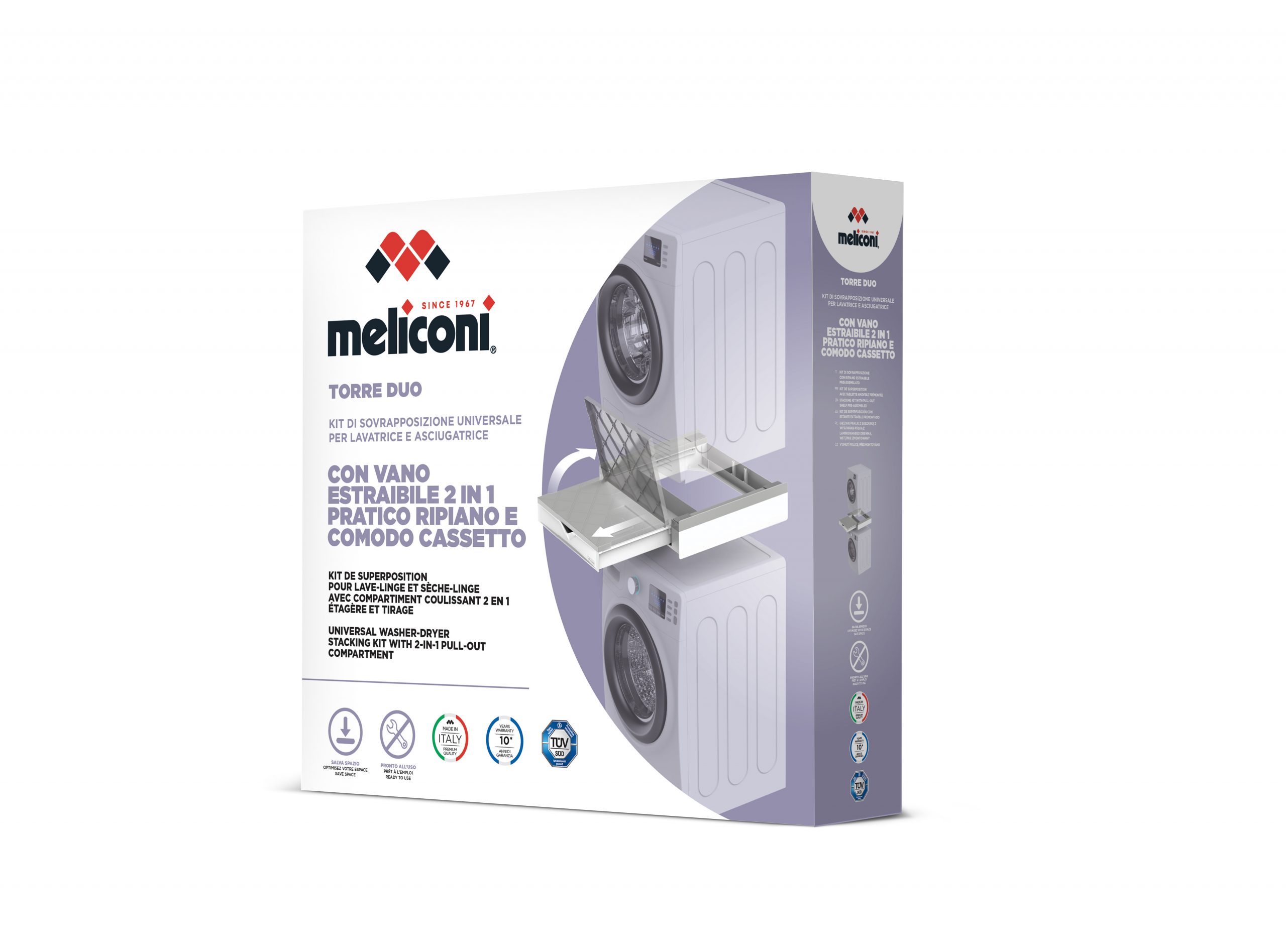 Meliconi 656123 Kit Di Sovrapposizione Torre Duo Accessori Asciugatrici - immagine 2