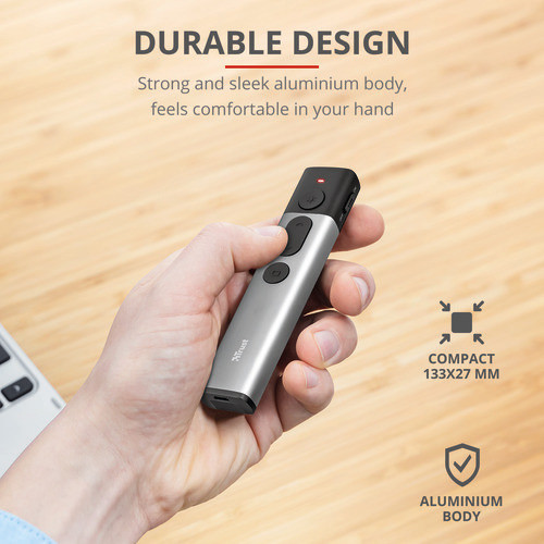 Trust Kazun Puntatore Laser per Presentazioni Wireless in Alluminio Laser Rosso - immagine 2