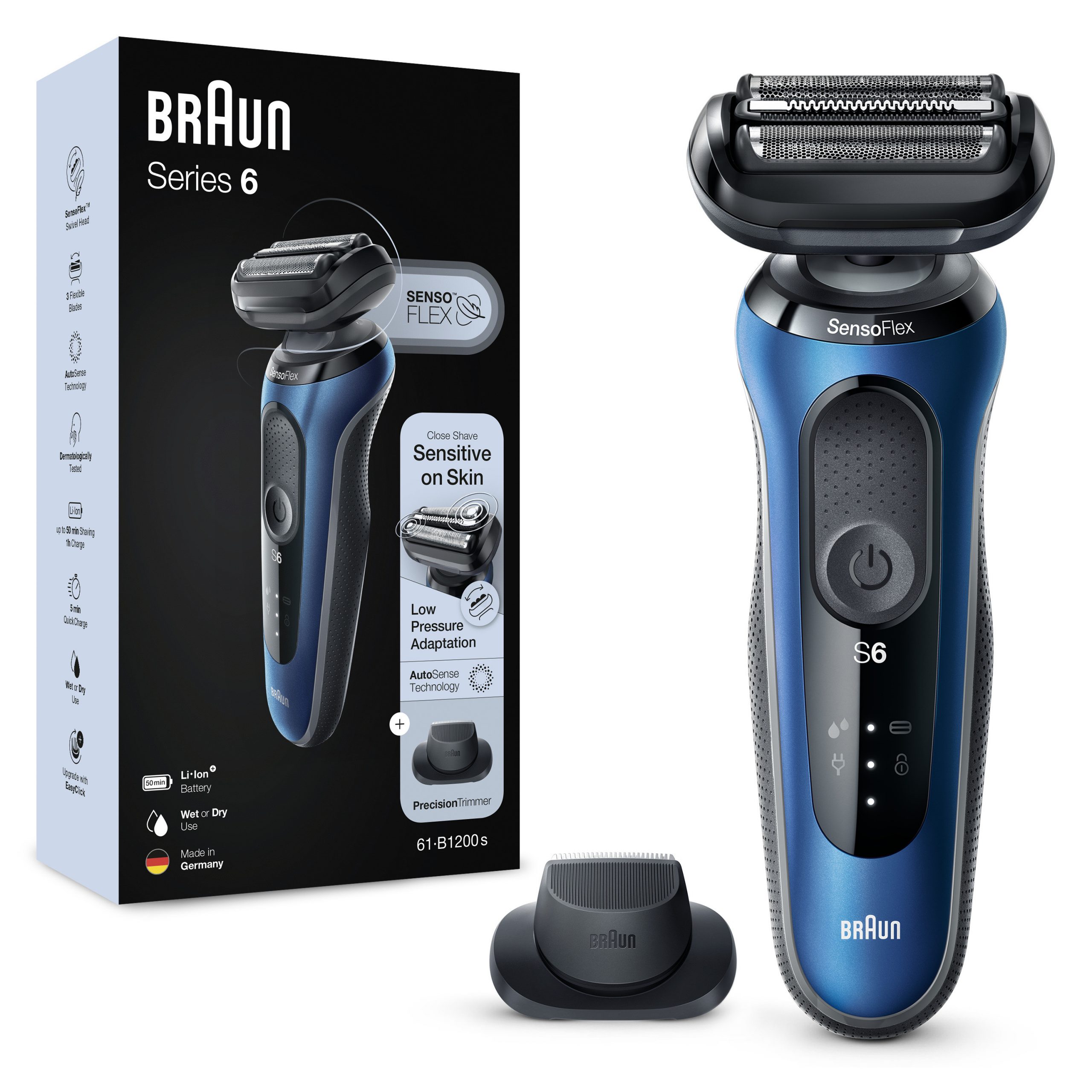 Braun Serie 6 61-B1200S Rasoio Elettrico Ricaricabile con Custodia e Accessori - immagine 2