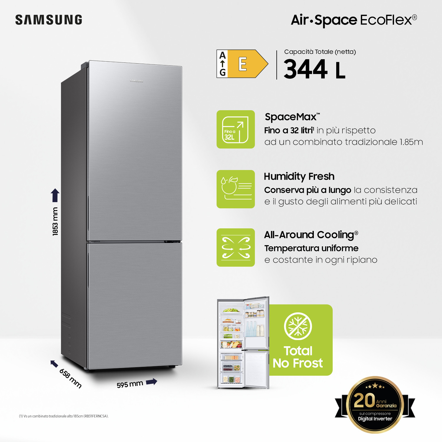 Samsung RB33B610ESA Inox Frigorifero Combinato 114 Litri a Libera Installazione - immagine 4