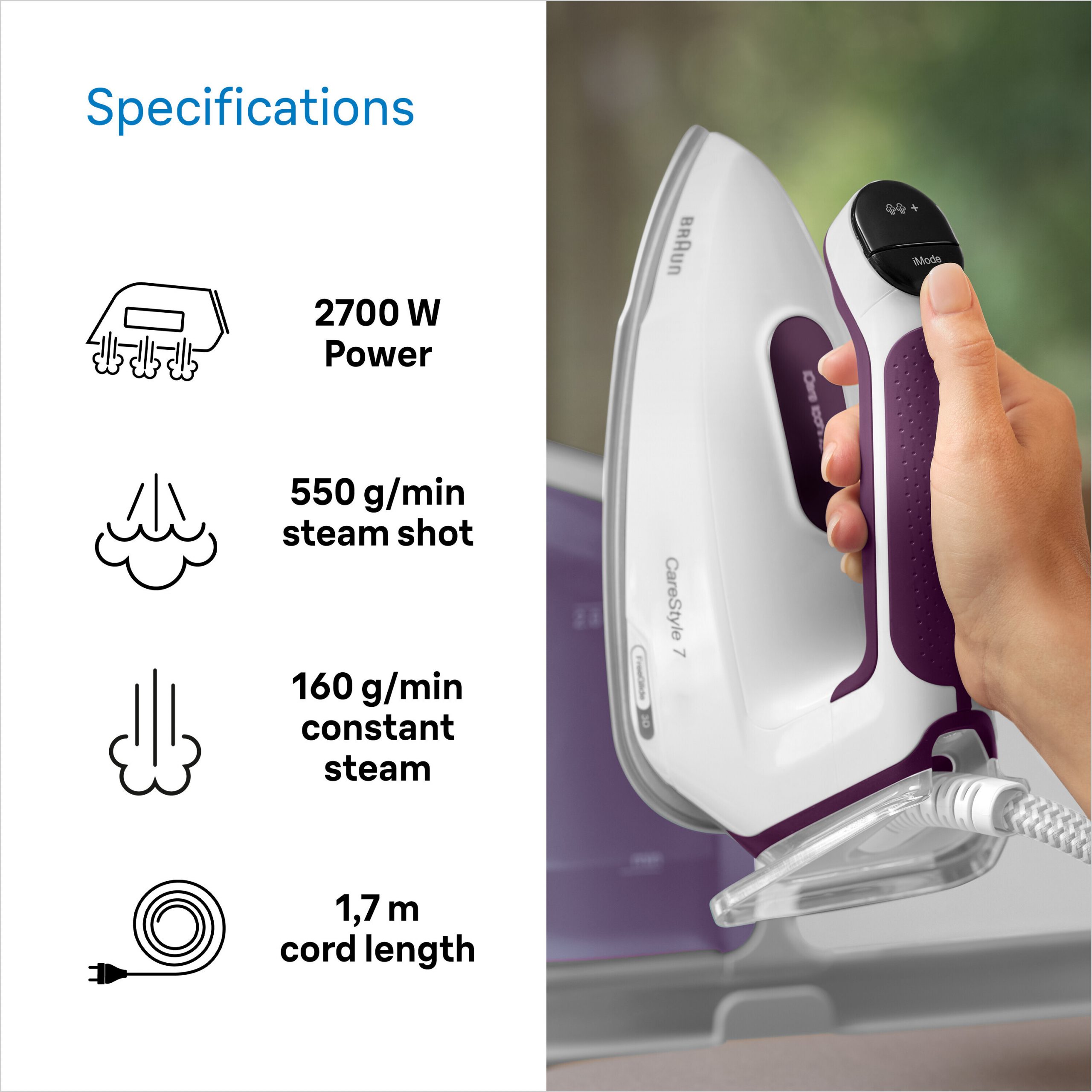 Braun CareStyle 7 IS 7266 Viola Ferro a Carica Continua 2400W - immagine 4