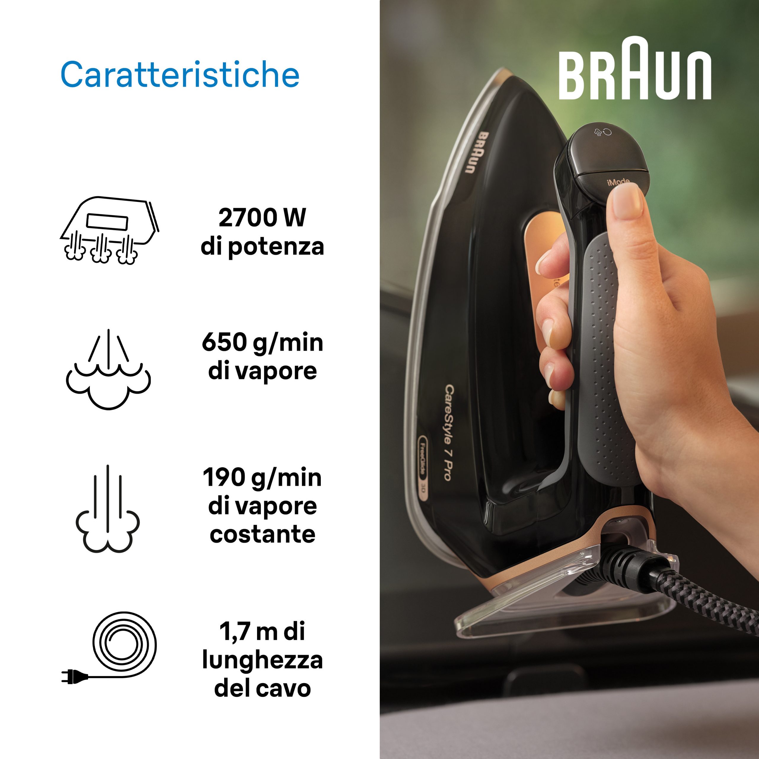 Braun CareStyle 7 Pro IS 7286 Ferro a Carica Continua 2700W Piastra FreeGlide 3D - immagine 6