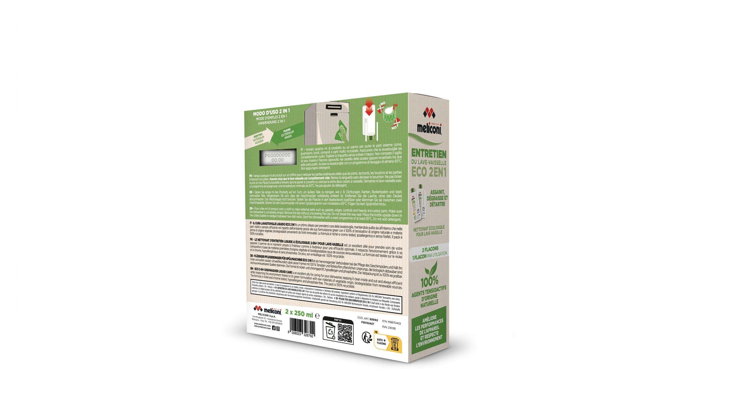 Meliconi Eco 2 in 1 Cura Lavastoviglie Liquido 2x250Ml - immagine 4
