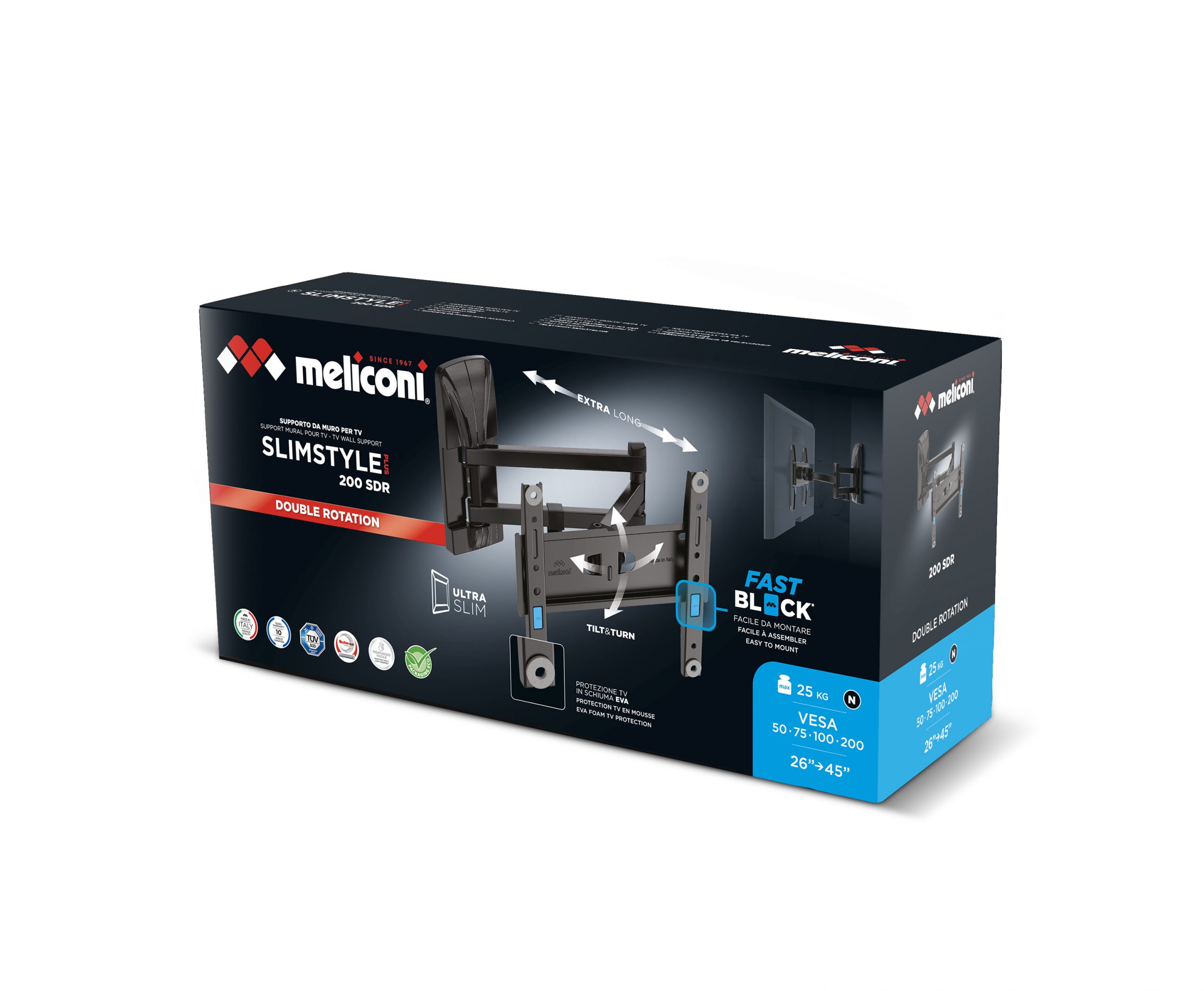 Meliconi 480989 Supporto Nero per TV 26-45 Pollici 25Kg - immagine 2