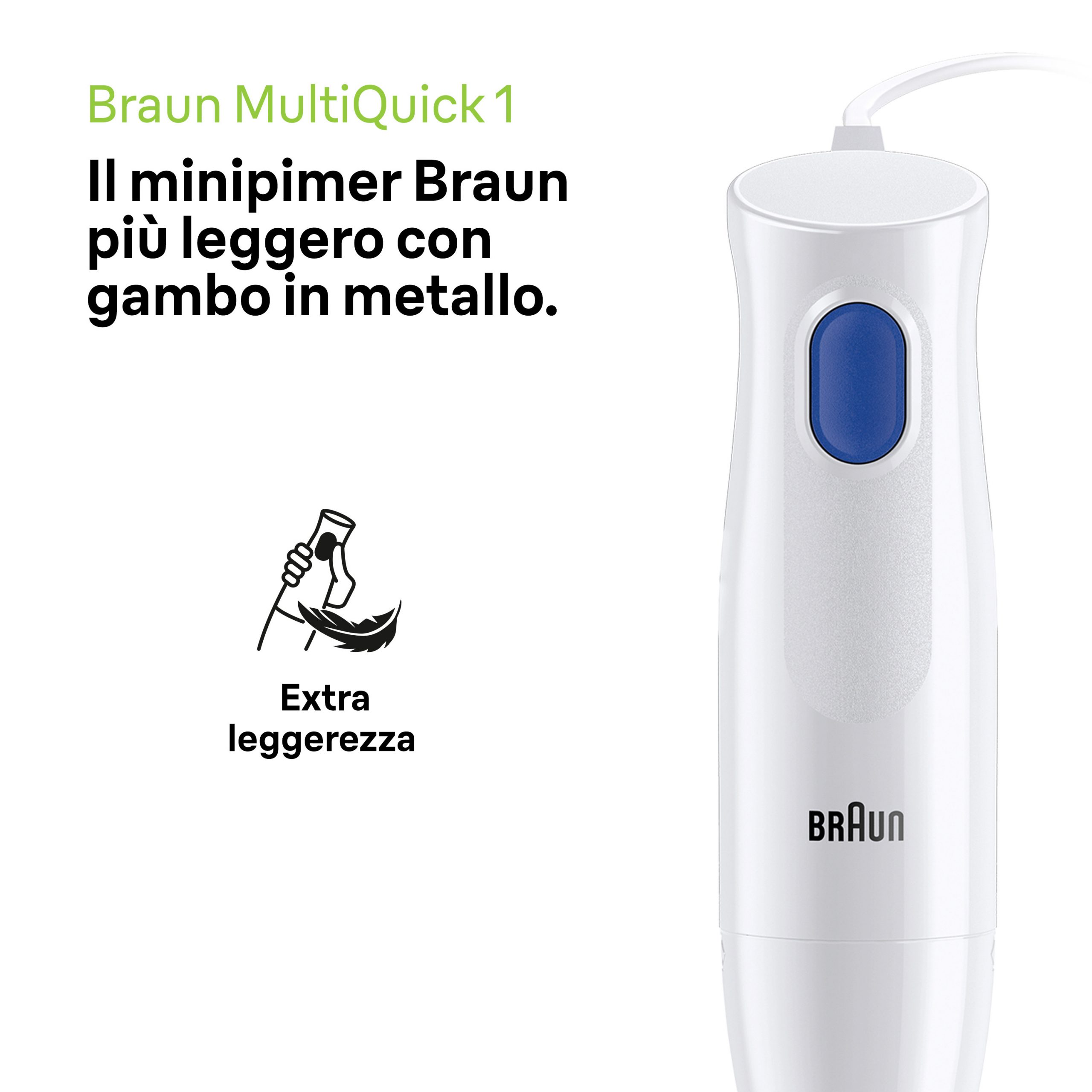 Braun Minipimer MQ10201M Frullatore a Immersione 450W 0.6 Litri - immagine 2