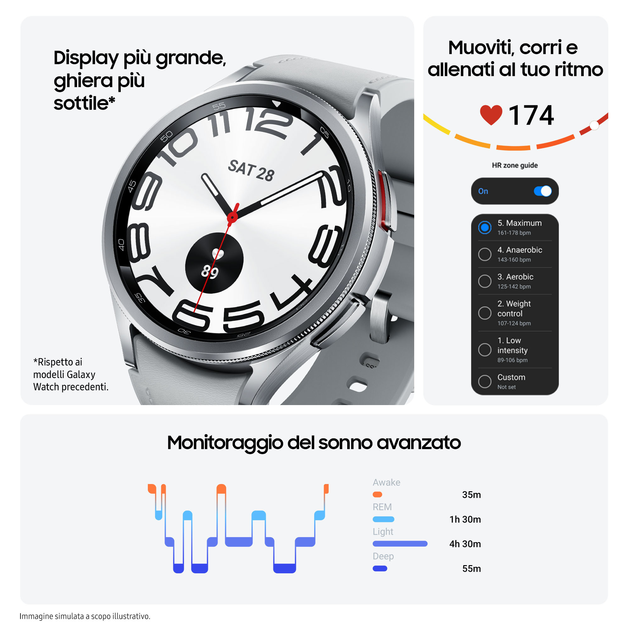 Samsung Galaxy Watch6 Classic SMR960NZSAITV Silver Smartwatch 1.4 Pollici 47mm - immagine 5