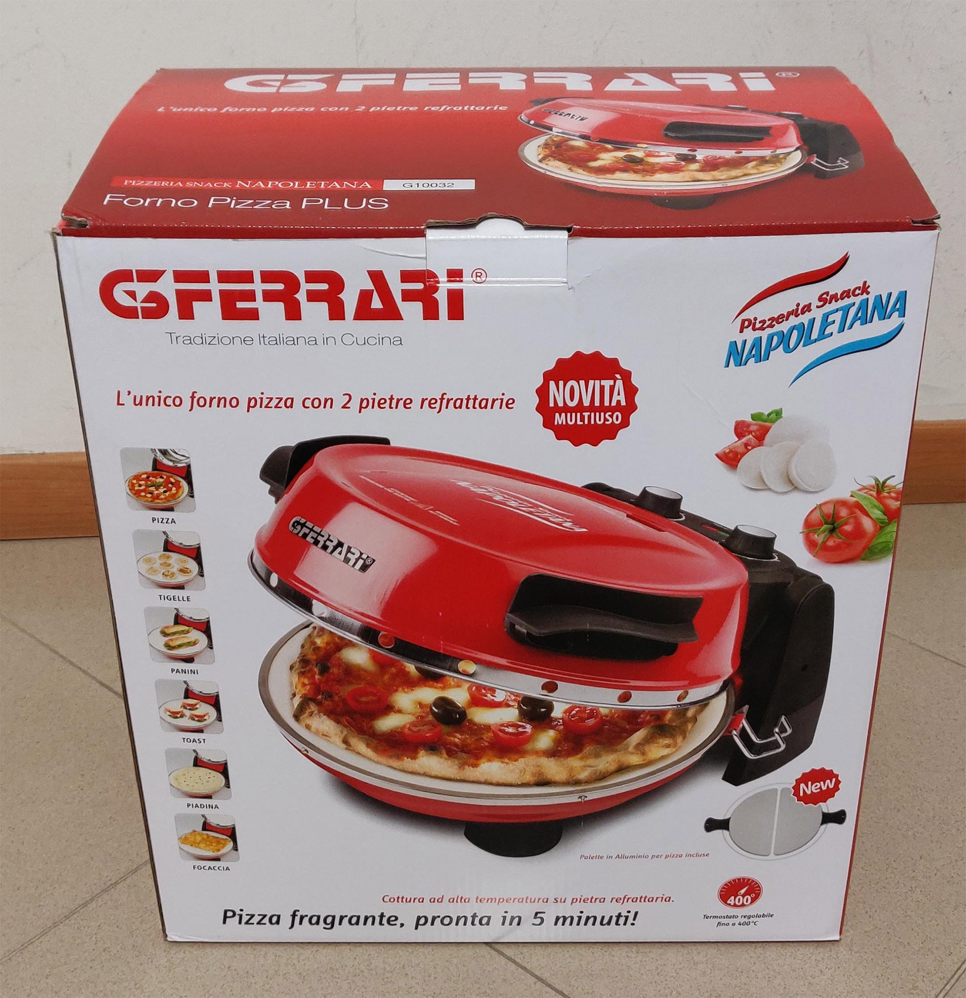 G3 Ferrari Pizzeria Snack Napoletana Forno per Pizza 1200W 2 Pietre Refrattarie - immagine 4