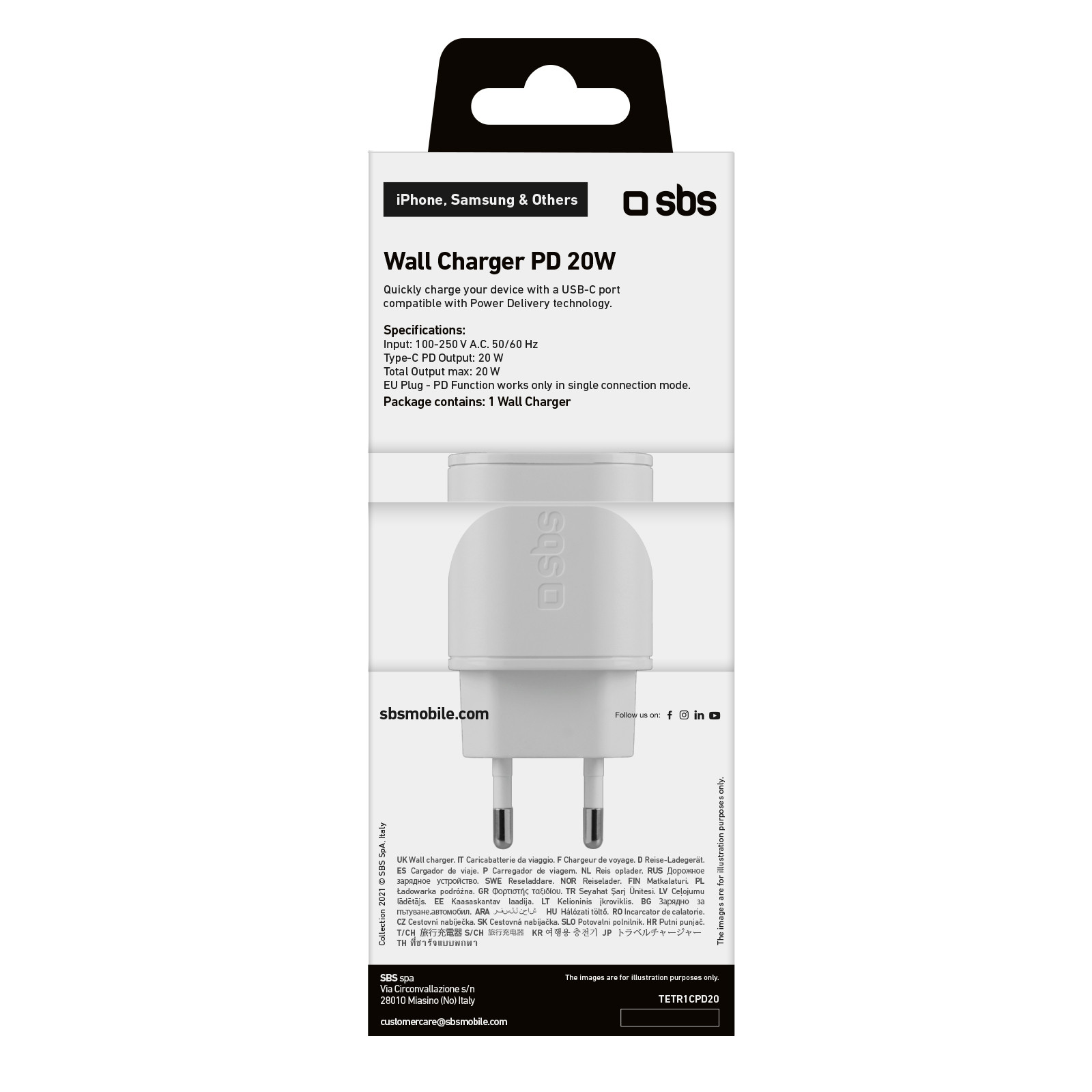 SBS TETR1CPD20 Caricabatterie Rete Type-C 20W - immagine 3