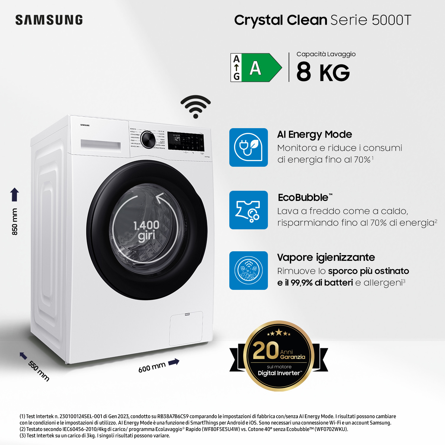 Samsung WW80CGC04DAEET Lavatrice a Carica Frontale 8Kg 1400Giri - immagine 2