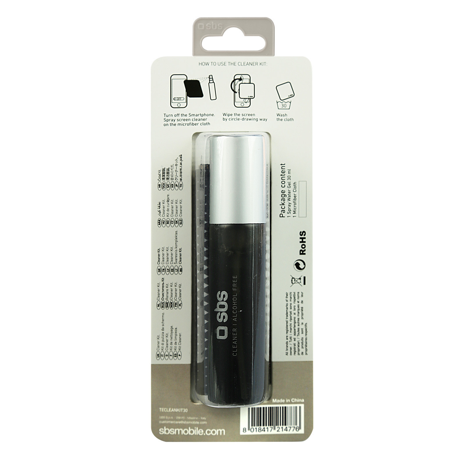 SBS TECLEANKIT30 Kit Pulizia Spray con Panno Phone Care - immagine 3