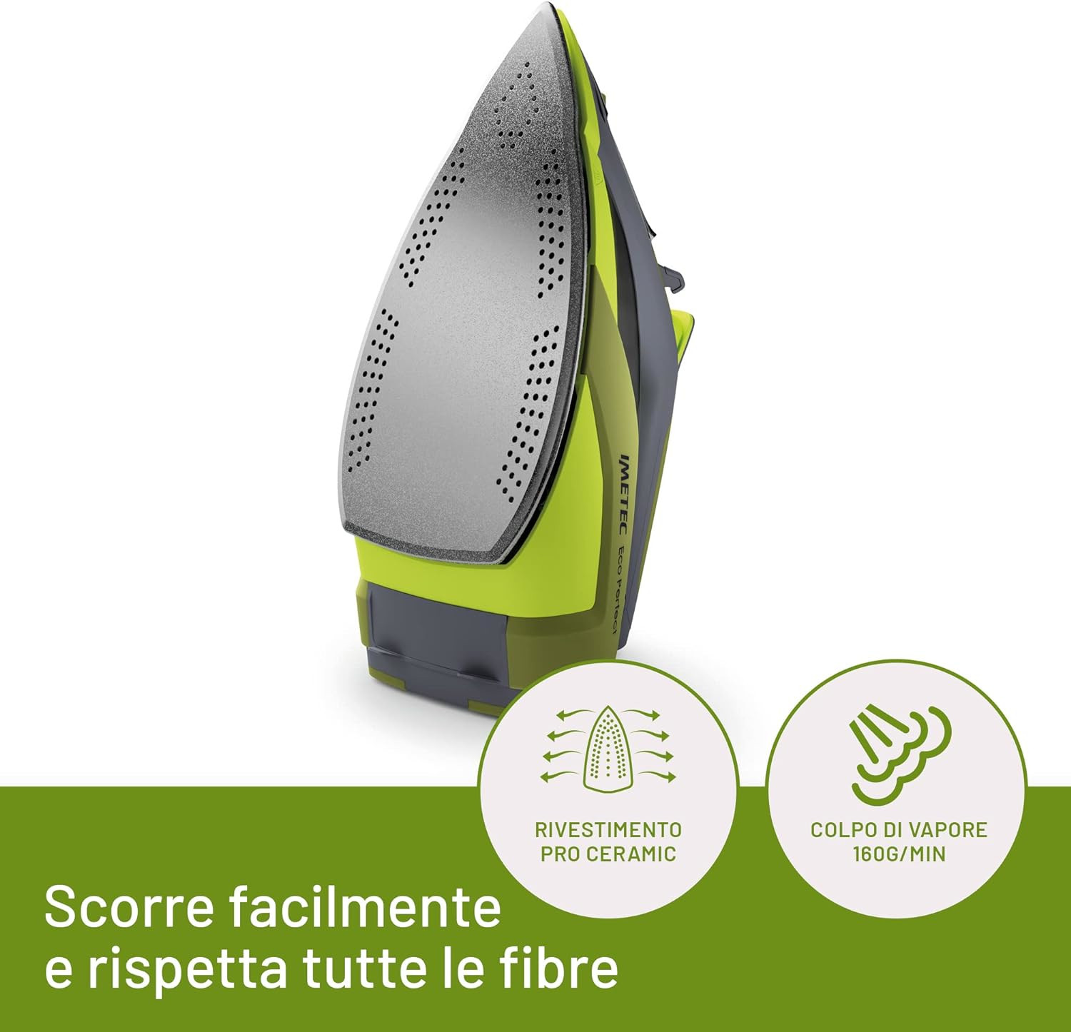 Imetec Eco Perfect Ferro da Stiro a Vapore 2400W con Piastra Pro Ceramic - immagine 5