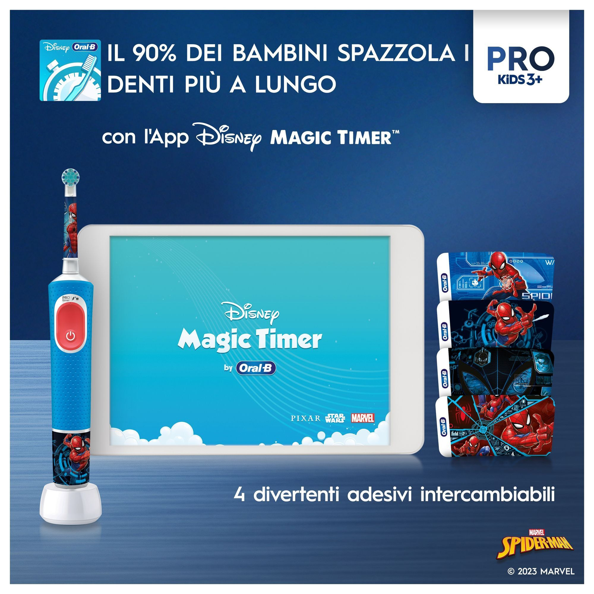 Oral-B Vitality Pro Kids Spider Man Spazzolino Elettrico con 2 Testine - immagine 4