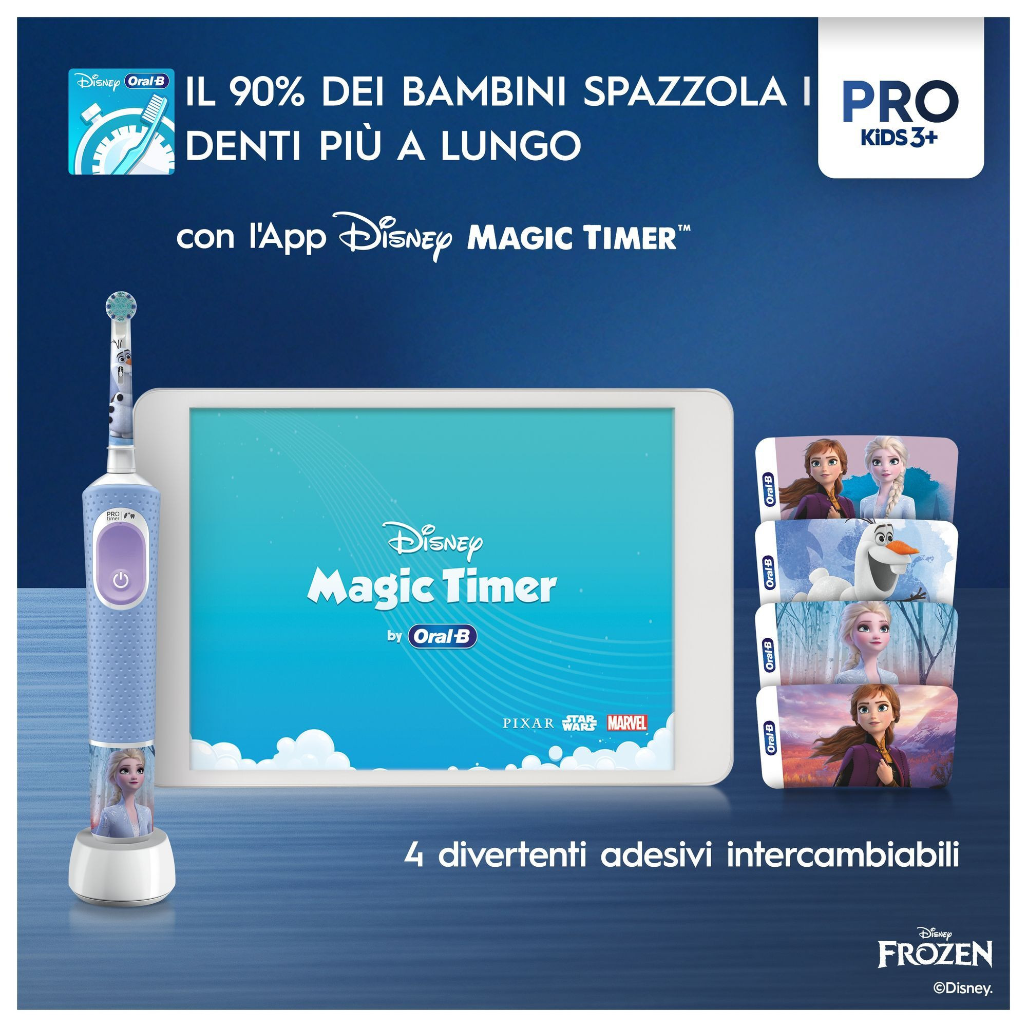 Oral-B Vitality Pro Frozen Spazzolino Elettrico Kids con 2 Testine - immagine 4