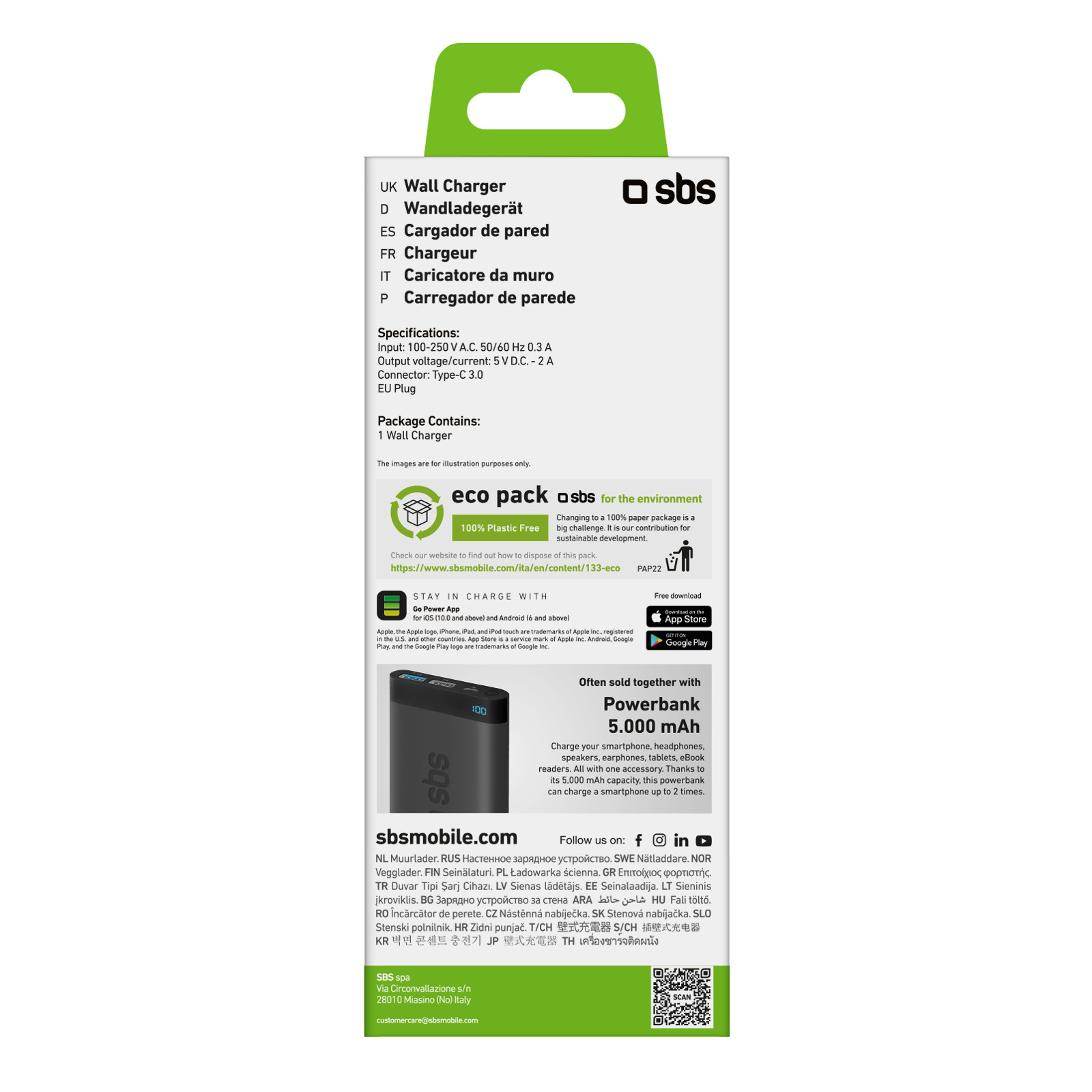 SBS Caricabatterie da Viaggio da 10W Type-C - immagine 3