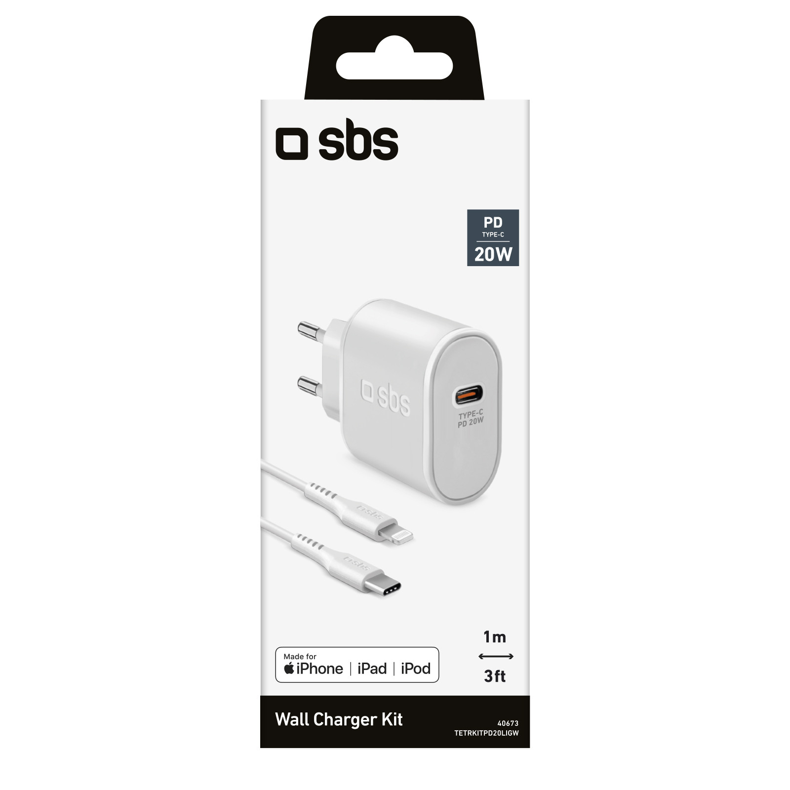 SBS Caricatore da parete 20W Cavo USB-C a Lightning - immagine 2
