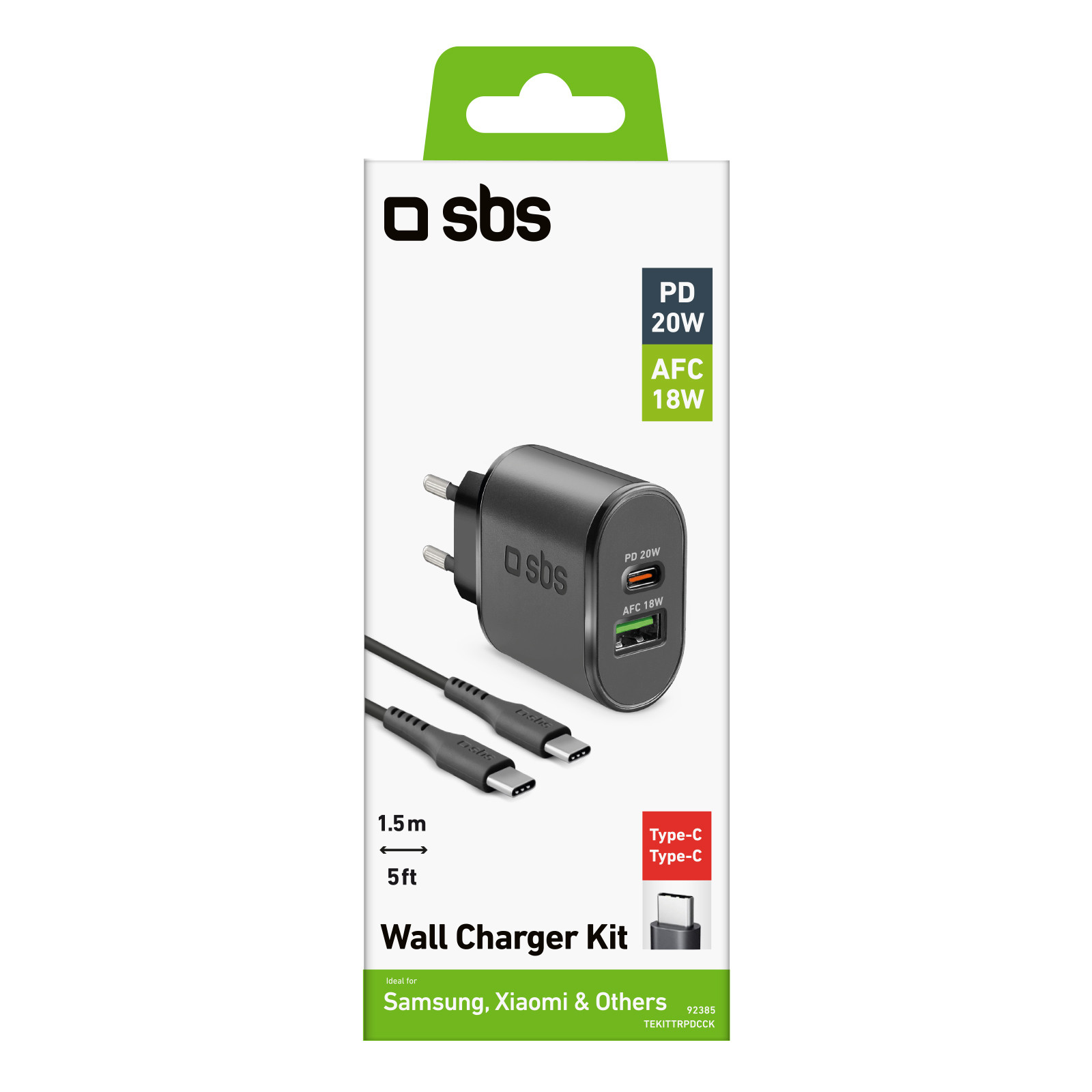 SBS Wall Charger Kit 20W con Cavo USB-C USB-C - immagine 3