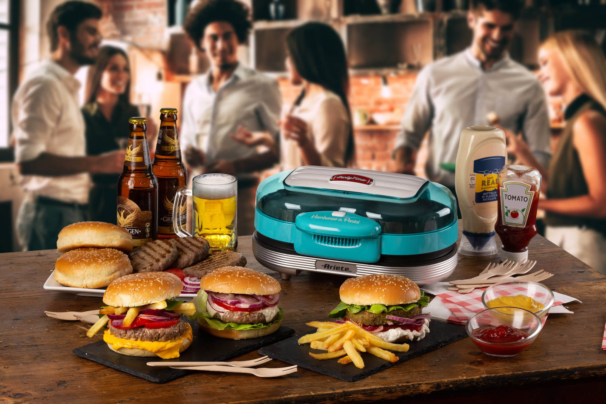 Ariete Hamburger Maker Party Time Celeste Piastra Elettrica 1200W - immagine 2